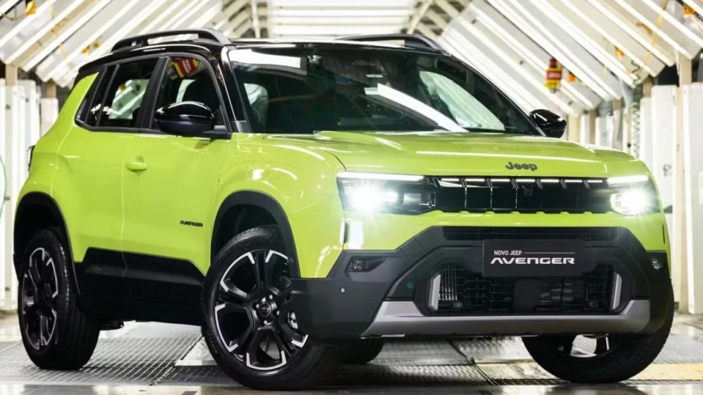 Foto do novo jeep avenger 2027 na cor verde limão claro