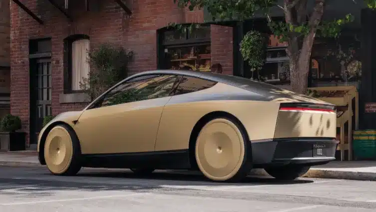 Tesla Cybercab design futurista exterior