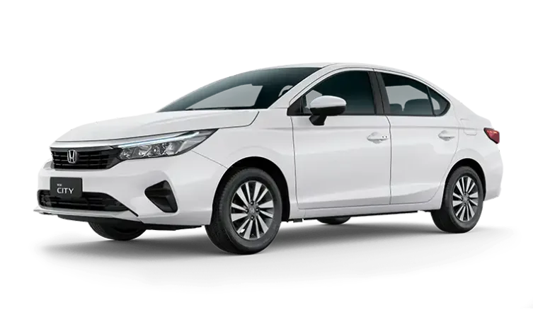 Honda City sedan branco estacionado concessionária