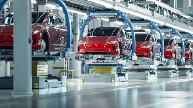 fábrica automotiva linha de montagem moderna carros