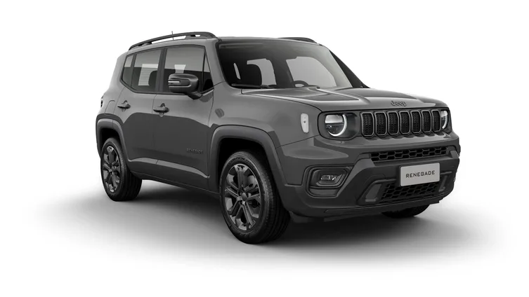 Jeep Renegade MHEV 2024 cinza estacionado em ambiente urbano