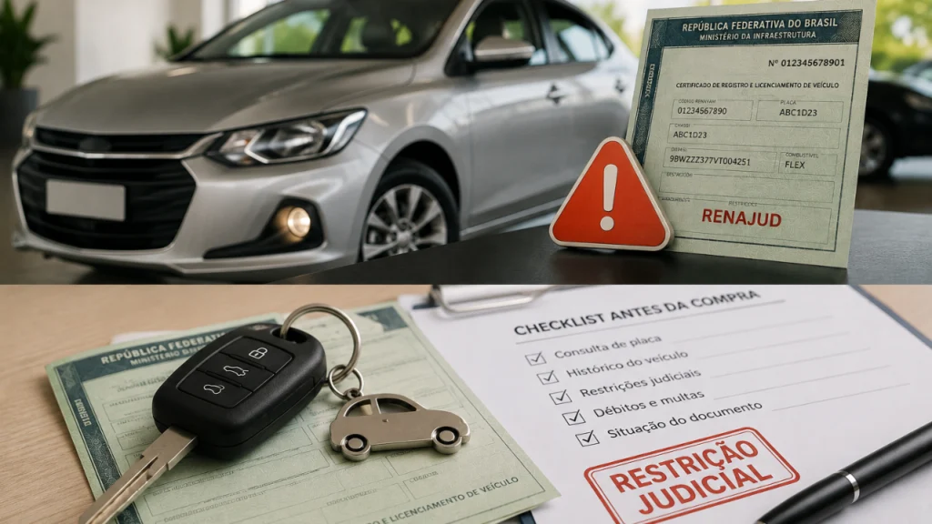 Carro com RENAJUD e restrição judicial antes da compra