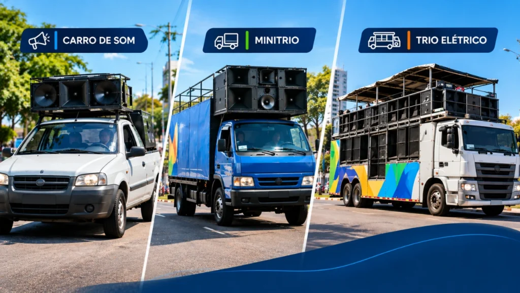 Eleições 2026: qual a diferença entre carro de som, minitrio e trio elétrico?