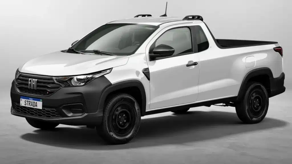 Foto do carro Fiat Strada, na cor branca, em alusão a pauta " carros mais vendidos em setembro"